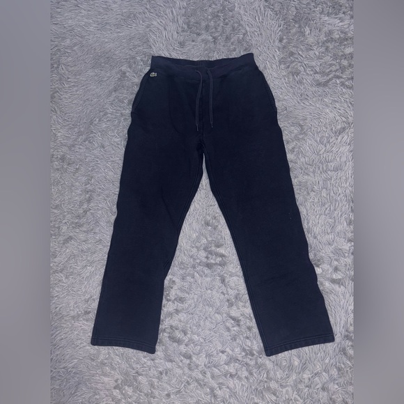 Lacoste Other - Lacoste Men’s Navy Blue Straight Leg Fleece Sweatpants Size 3 Drawstring Logo
